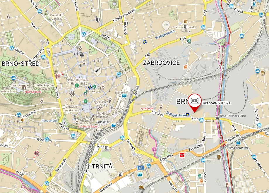 Mapa – poloha školky Křenová